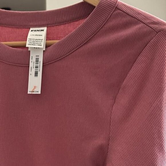 Pink Victoria's Secret Ribbed Long Sleeve Cropped Top - Picture 2 of 8
